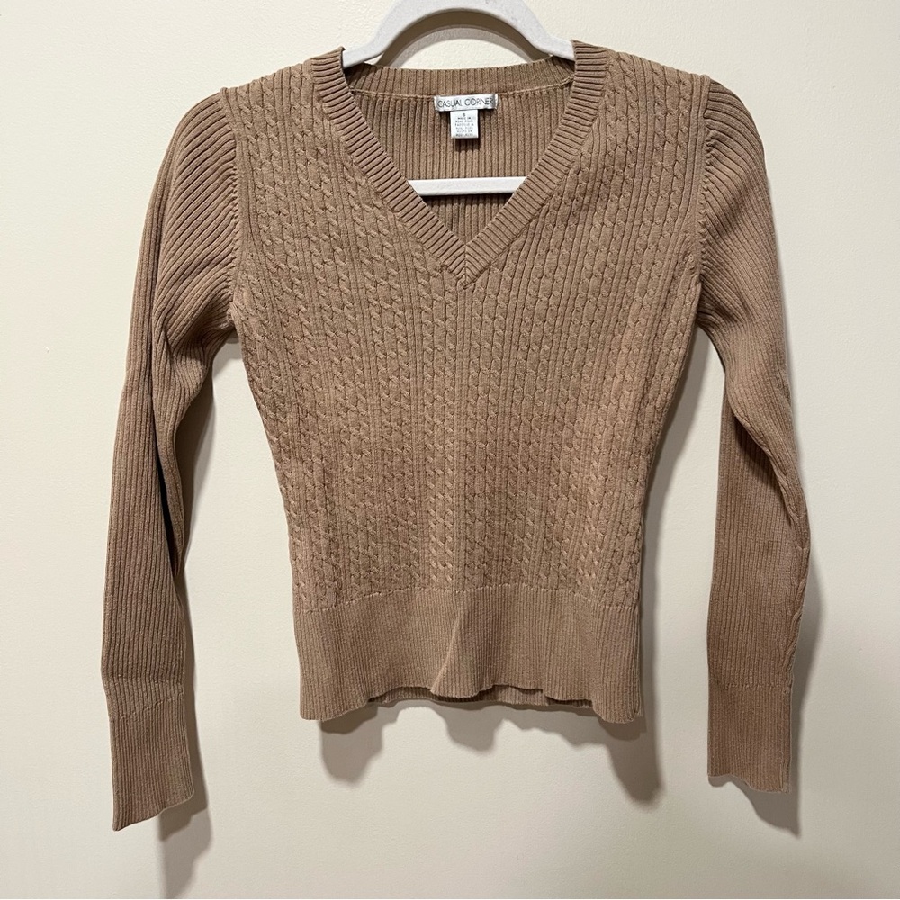 Casual Corner brown v-neck sweater